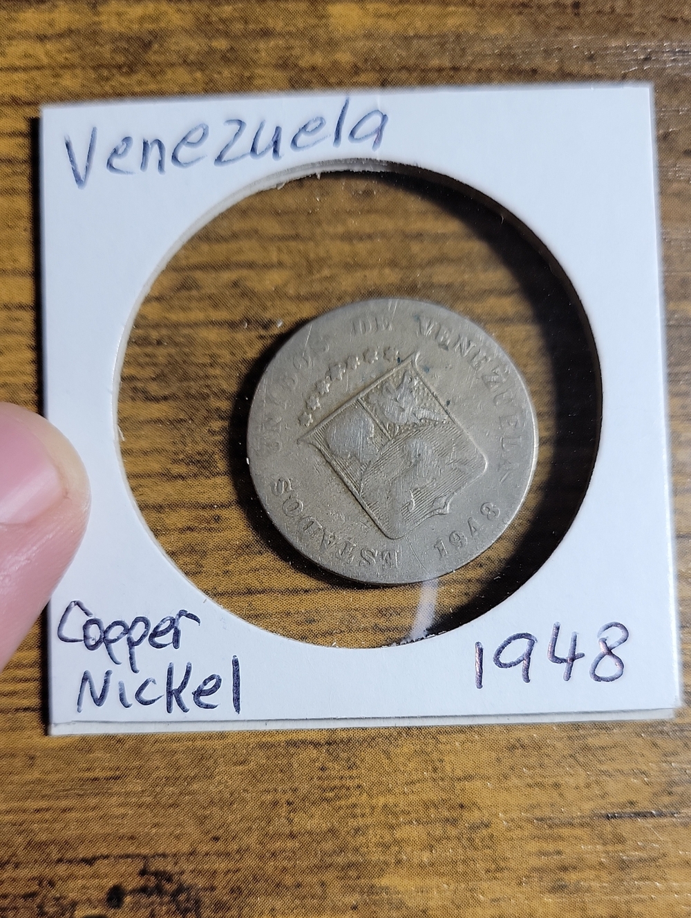 Vintage 1948 Venezuela Coin - Gray Home Accent